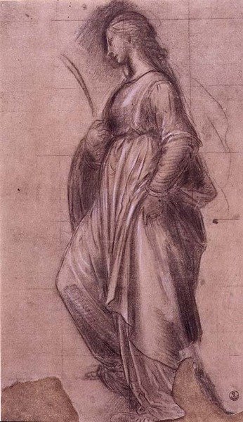 Studie af St. Catherine af Alexandria (kridt med gouache på papir) af Fra Bartolomeo