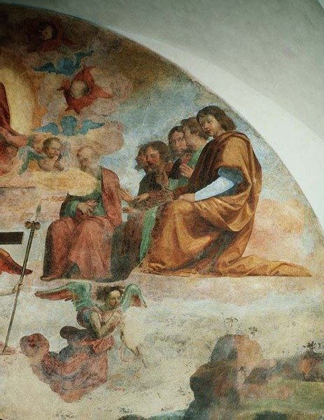 Den sidste dom, detalje, der skildrer apostlene til venstre for Kristus af Fra Bartolomeo