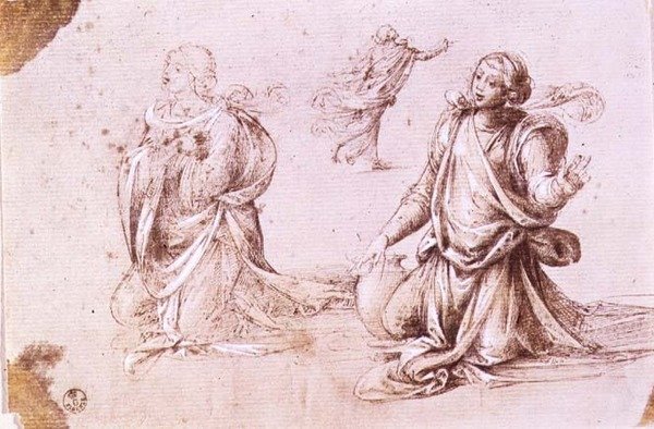 Tre undersøgelser af en kvindeskikkelse for Samarias kvinde (pen og blæk på papir) af Fra Bartolomeo