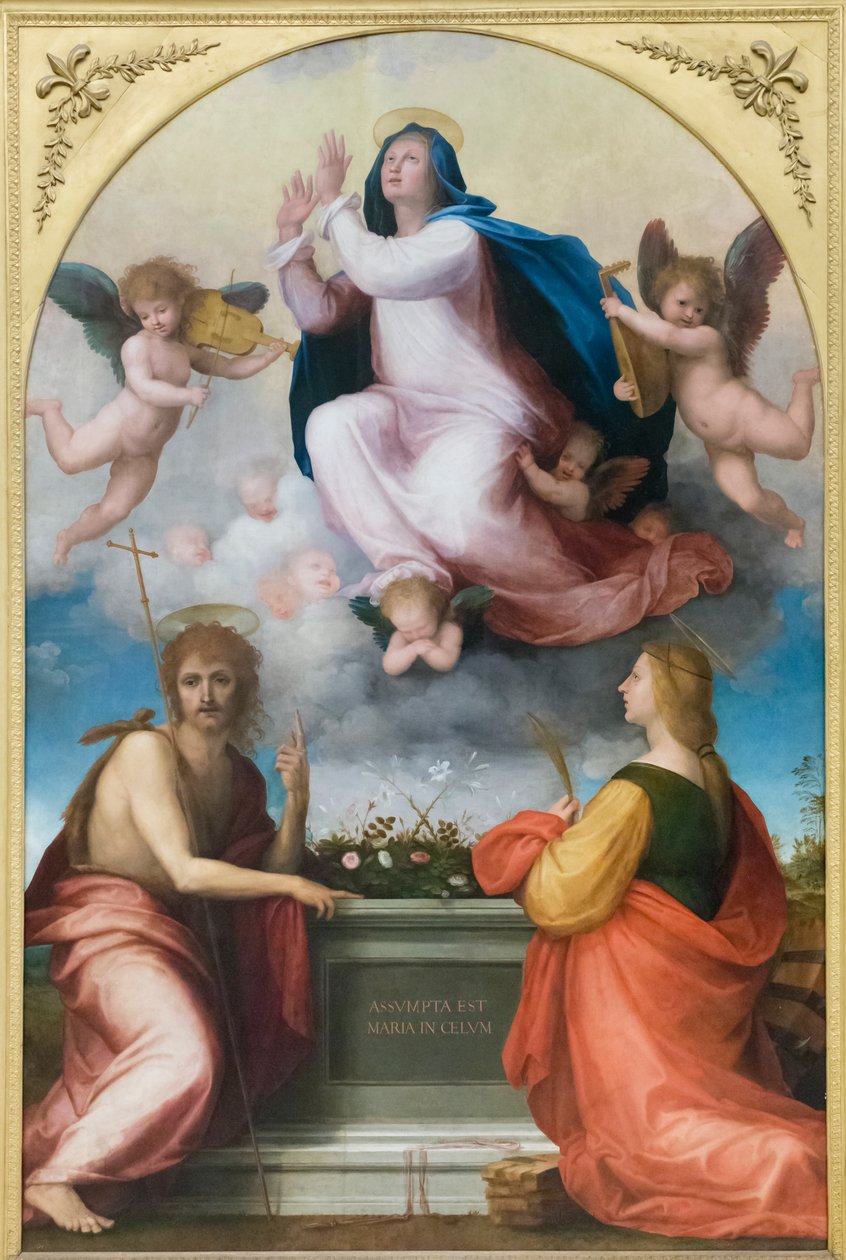 Assumption med Sankt Johannes Døberen og Sankt Katarina af Alexandria af Fra (1472 1517) Bartolomeo