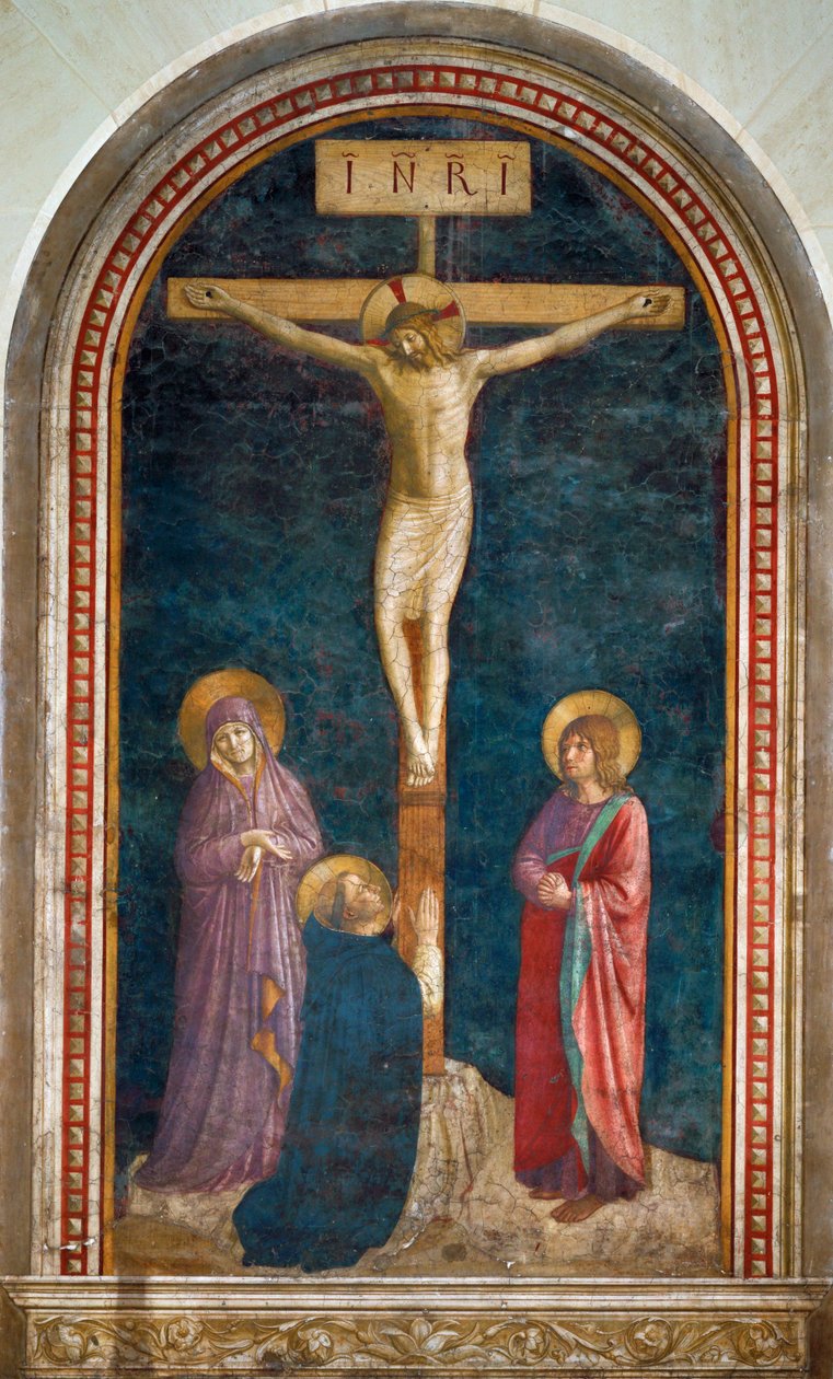 Le Calvaire avec saint Dominique - Korsfæstelse med Saint Dominic Fresco ... af Fra (c.1387 1455) Angelico