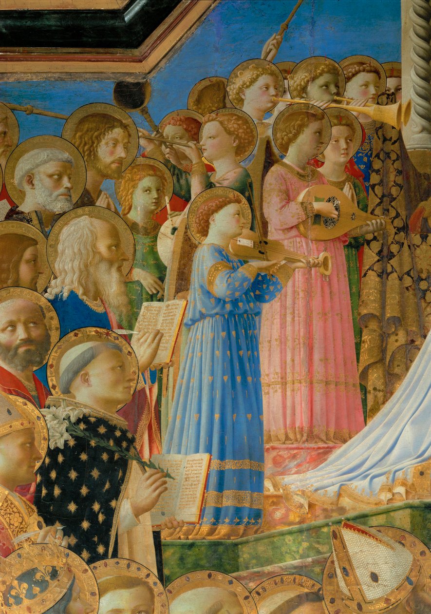 Le Couronnement de la Vierge - kroningen af Jomfru Maria, malet til dominikanerklosteret i Fiesole ... af Fra (c.1387-1455) Angelico