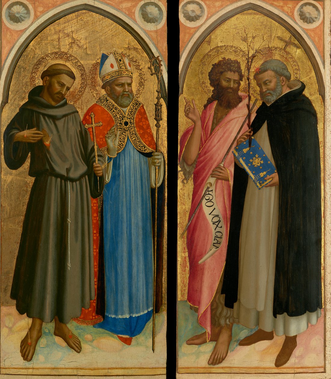 Saint Francis and a Bishop Saint, Saint John the Baptist and Saint Dominic, slutningen af 1420