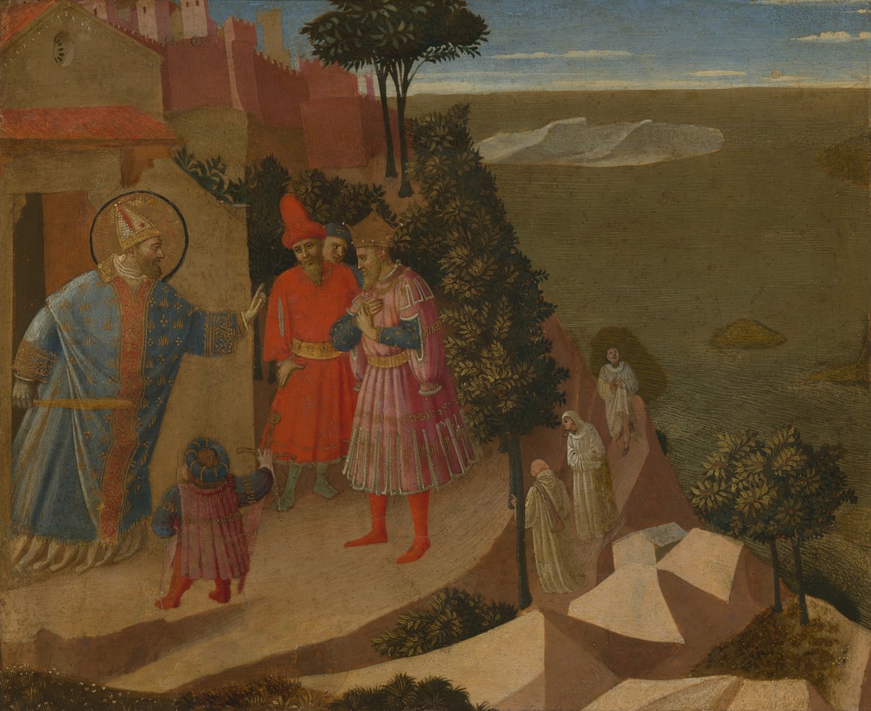 Sankt Romuald nægter kejser Otto III adgang til kirken af Fra (c.1387 1455) Angelico