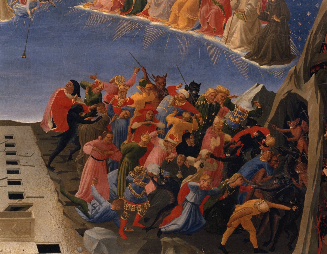 The Last Judgement, detalje af de fordømte, ca. 1431 (tempera på panel) (detalje af 49992) af Fra (c.1387 1455) Angelico