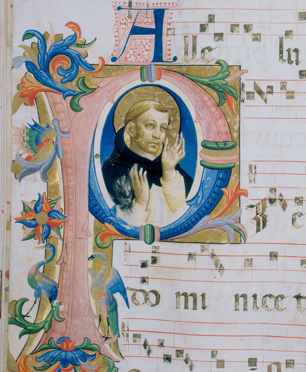 En dominikansk helgen. Illustreret miniature i et missal (ca. 9, verso) af Fra  Angelico