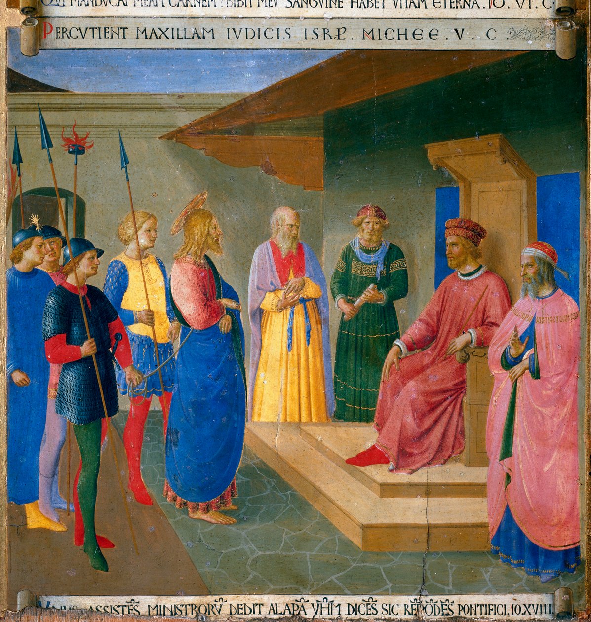 Kristus før Kaifos, detaljer af Fra  Angelico