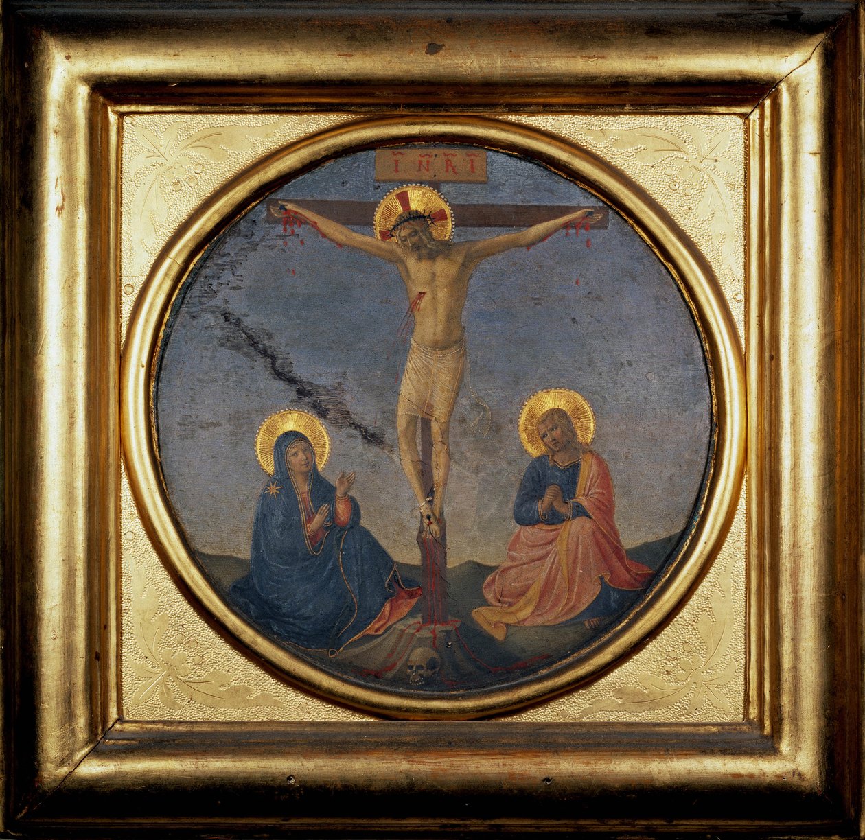 Kristi korsfæstelse mellem Jomfruen og Maria Magdalena (maleri) af Fra  Angelico