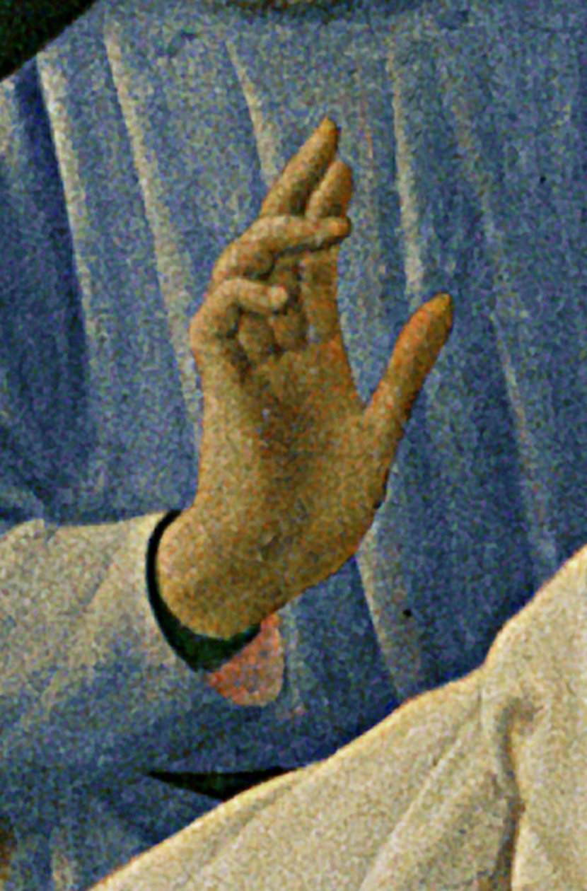 Detalje af Santa Trinita altertavle, ramme og tinder af Lorenzo Monaco (Piero di Giovanni) (ca. 1370-1425) færdiggjort ca. 1434 (tempera & guld på panel) af Fra  Angelico