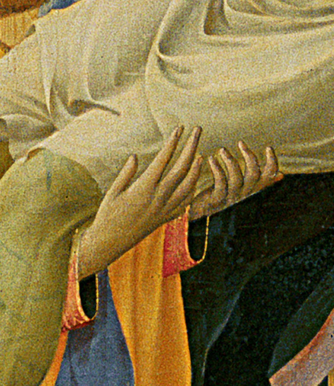 Detalje af Santa Trinita altertavle, ramme og tinder af Lorenzo Monaco (Piero di Giovanni) (ca. 1370-1425) færdiggjort ca. 1434 (tempera & guld på panel) af Fra  Angelico