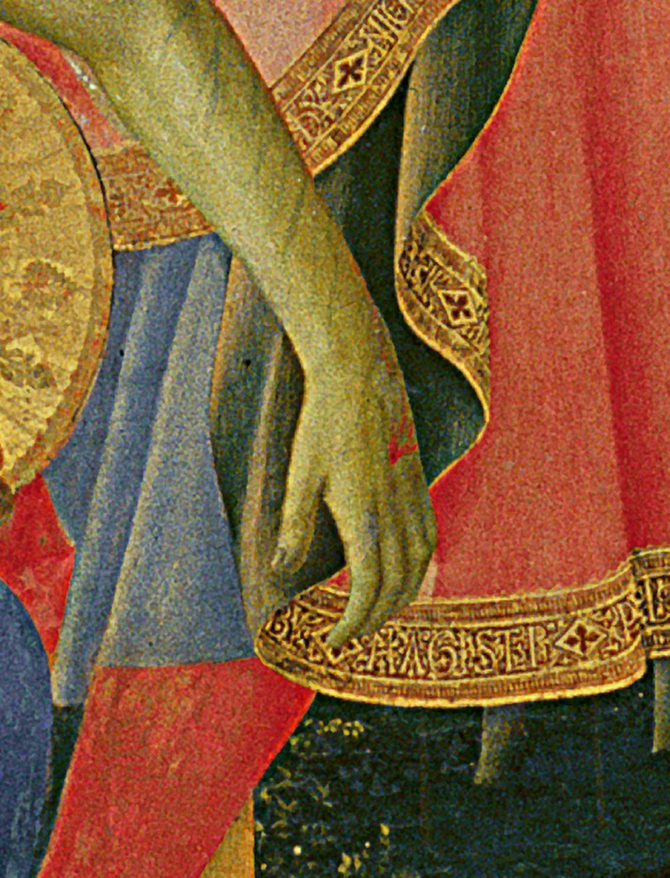 Detalje af Santa Trinita altertavle, ramme og tinder af Lorenzo Monaco (Piero di Giovanni) (ca. 1370-1425) færdiggjort ca. 1434 (tempera & guld på panel) af Fra  Angelico