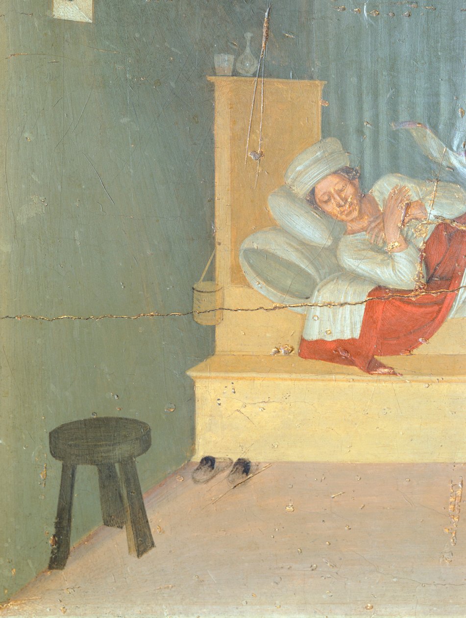 Helbredende diakon Justinian, predella-billeder, der skildrer historien om Saint Cosmas og Saint Damian af San Marco Altertavle af Giovanni da Fiesole kendt som Fra Angelico (1400-cirka 1455), tempera på træ, 37x45 cm, detalje, ca. 1443 af Fra (c.1387 1455) Angelico