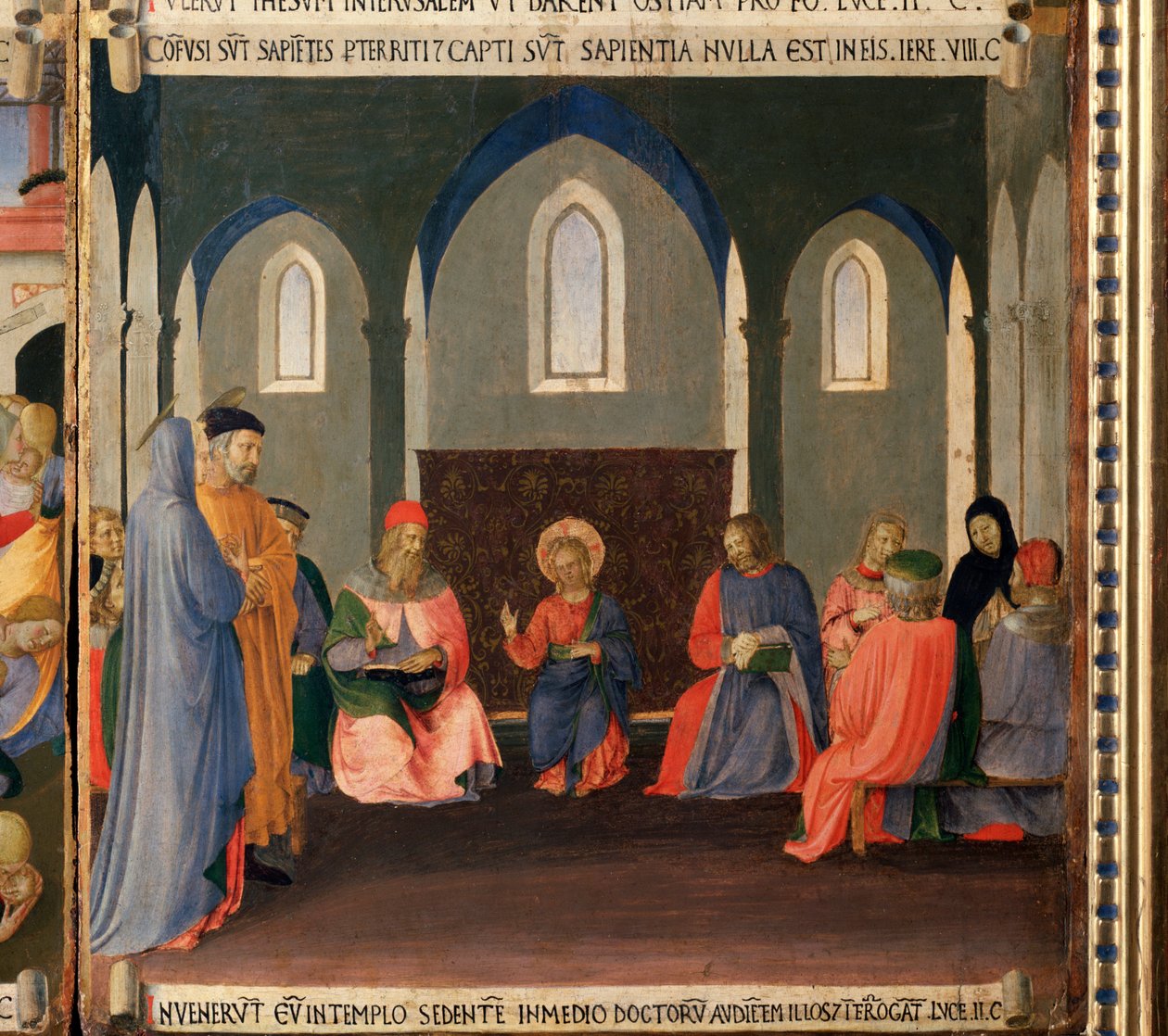 Jesus blandt lægerne. Life of Christ, Garderobe af sølv. (Tempera på træ af Fra  Angelico