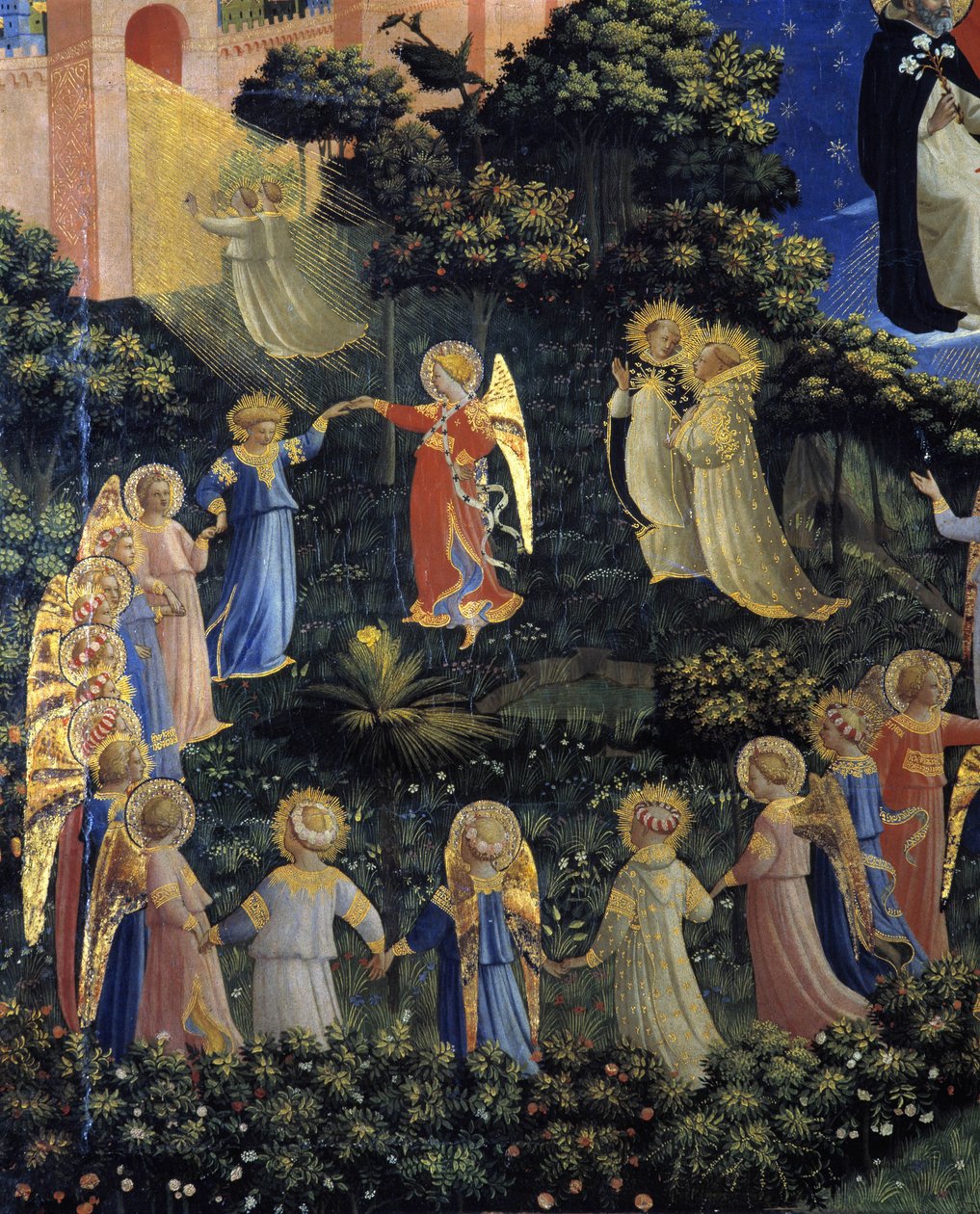 The Last Judgment: detalje af en runde lavet af englene i paradis af Fra  Angelico
