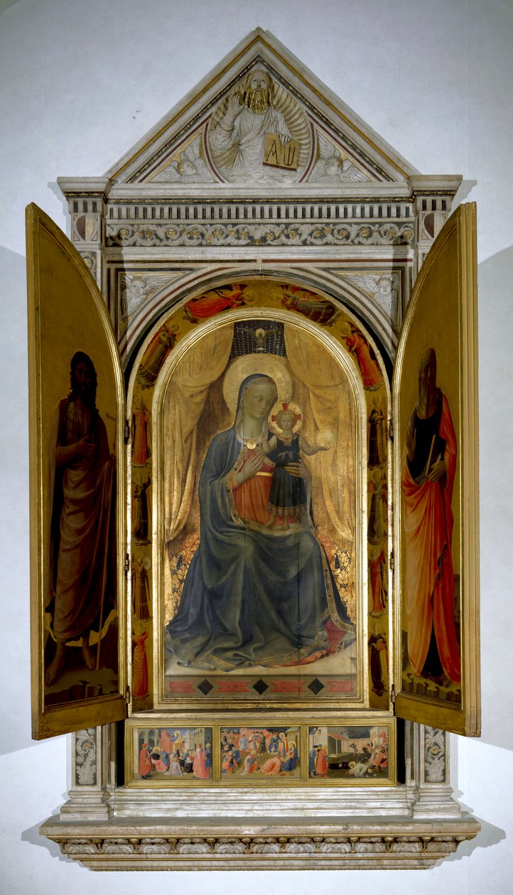Liniers altertavle (åben): Jomfru og barn. (Maler på træ af Fra  Angelico