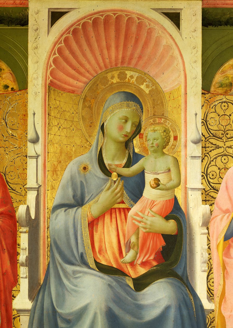 Madonna og barn, detalje fra Annalena altertavle af Giovanni da Fiesole kendt som Fra Angelico (1400-cirka 1455), tempera på træ af Fra (c.1387 1455) Angelico