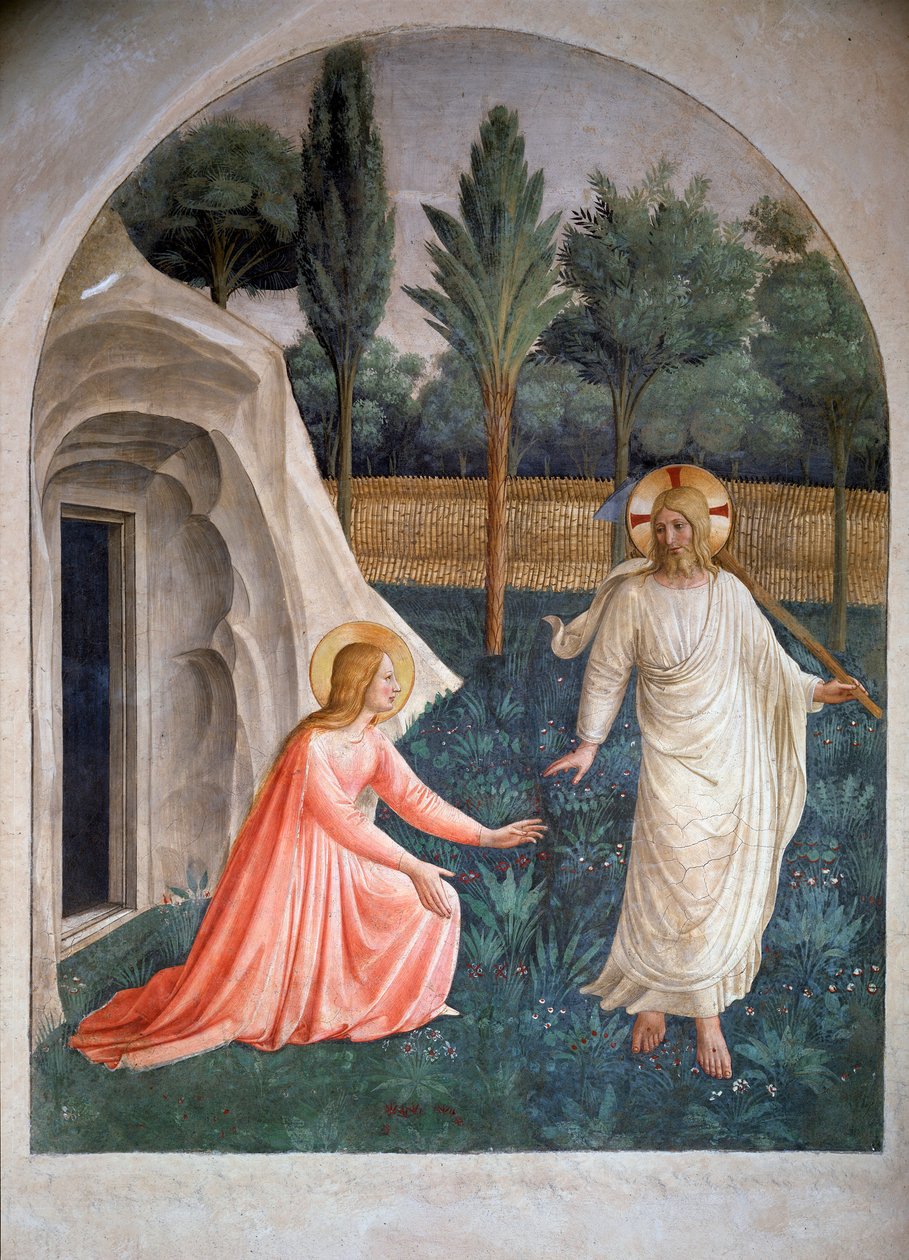 Noli me tangere Saint Mary Madeleine og den opstandne Kristus (gartner) (fresco, ca. 1438-1446) af Fra  Angelico