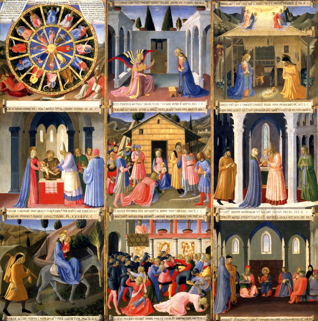 Scener fra fødselaren, panel et fra Santissima Annunziatas sølvskattekammer, ca. 1450-53 (tempera på panelet) af Fra (c.1387 1455) Angelico