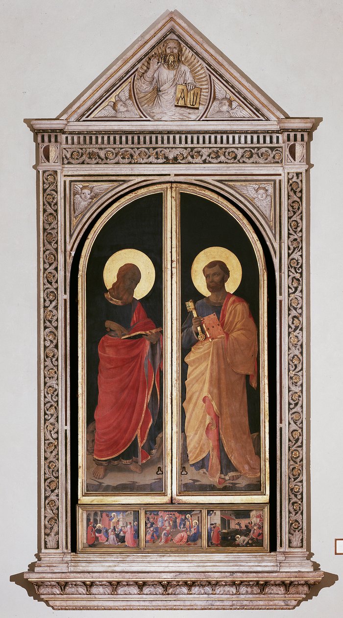 St. Mark (til venstre) og St. Peter. Lukket Tabernakel af Linaioli (Træmaleri af Fra  Angelico