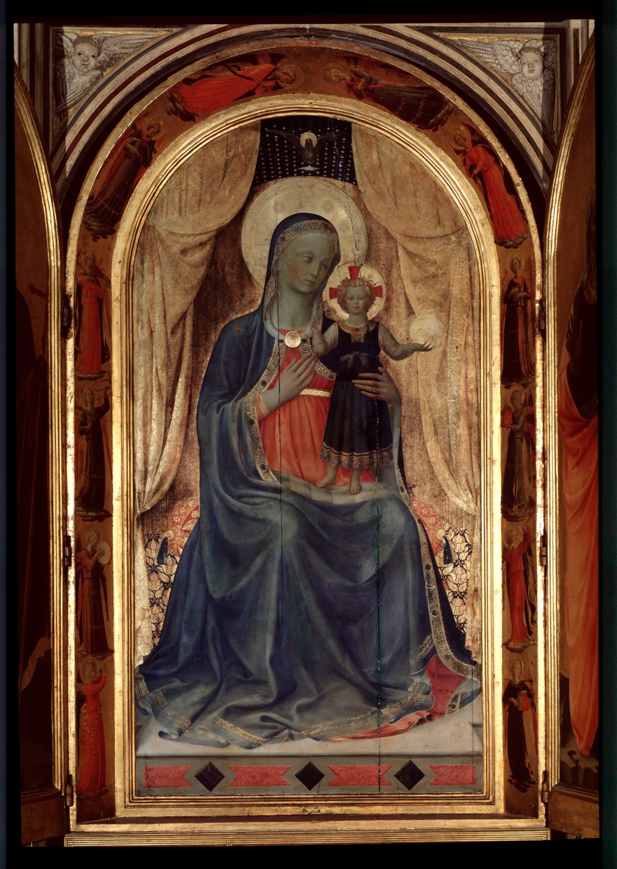Tabernakel af Linaioli: Jomfru med barn (Træmaleri af Fra  Angelico