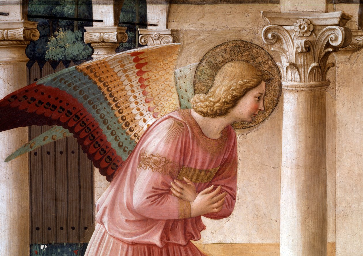 Bebudelsen, detalje af ærkeenglen Gabriel (fresco af Fra  Angelico