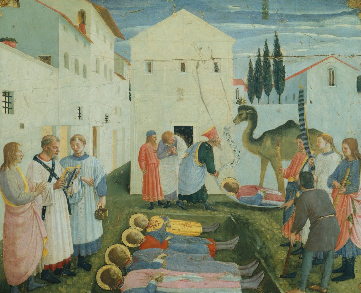 De hellige Cosmas og Damianes begravelse, predella-billeder, der skildrer historien om de hellige Cosmas og Damian fra San Marco altertavle, ca. 1443 (tempera på træ) af Fra  Angelico