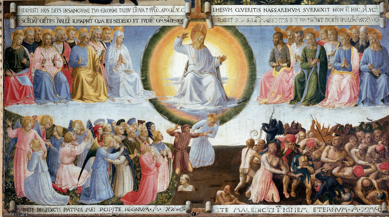 The Last Judgment Detrempe on wood af Guido di Pietro (eller Fra Giovanni da Fiesole) dit Fra Angelico or il Beato (1400-1455). Maleri til skabet af sølv. 1450 Dim. 77x74 cm San Marco-museet. Firenze af Fra  Angelico
