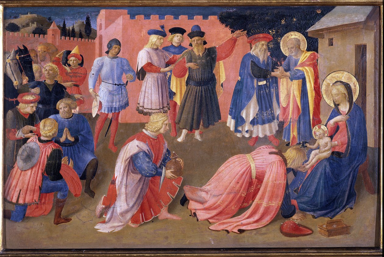 Tilbedelsen af magi. Tabernakel af Linaioli (maleri på træ af Fra  Angelico