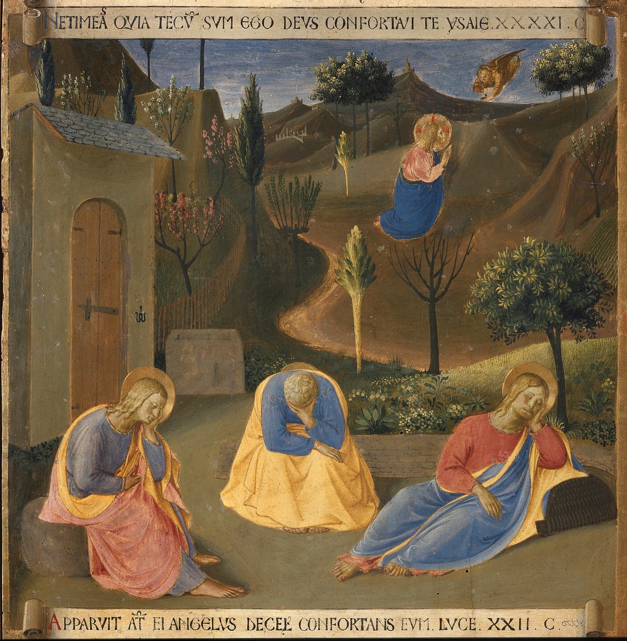 Kvalen i Getsemane have. Kristi liv, Armadio degli Argenti. (Tempera på træ af Fra  Angelico