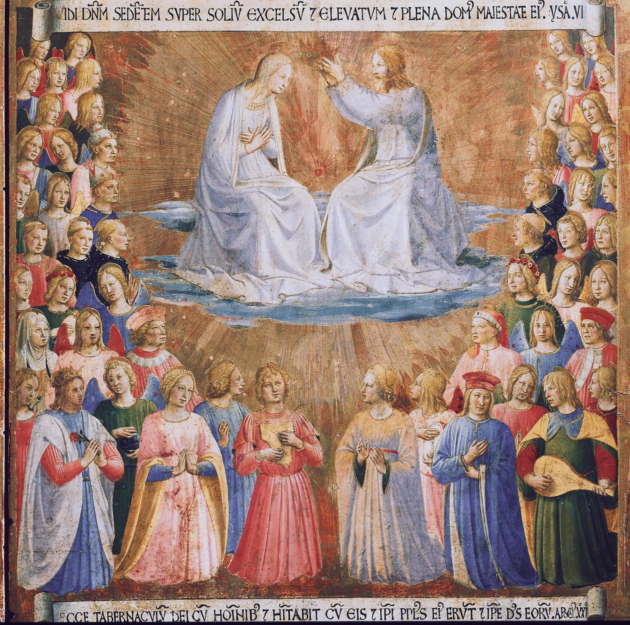 Jomfruens kroning. Kristi liv, Armadio degli Argenti. (Tempera på træ af Fra  Angelico