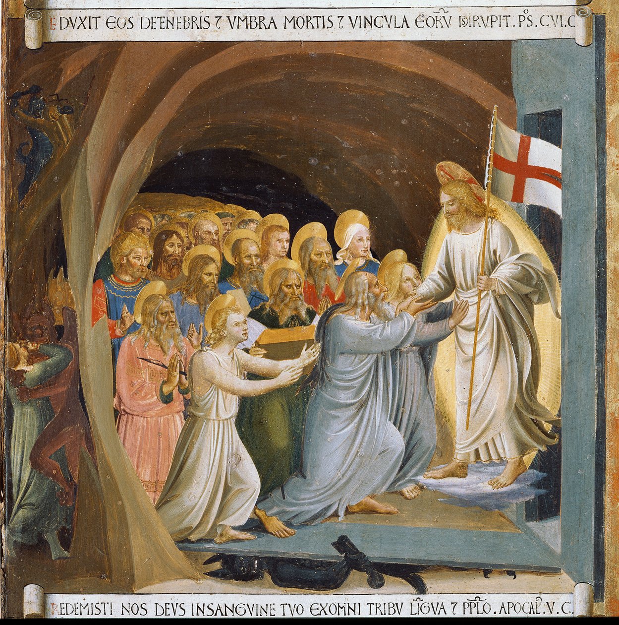 Kristi nedstigning i limbo. Kristi liv, Armadio degli Argenti. (Tempera på træ af Fra  Angelico