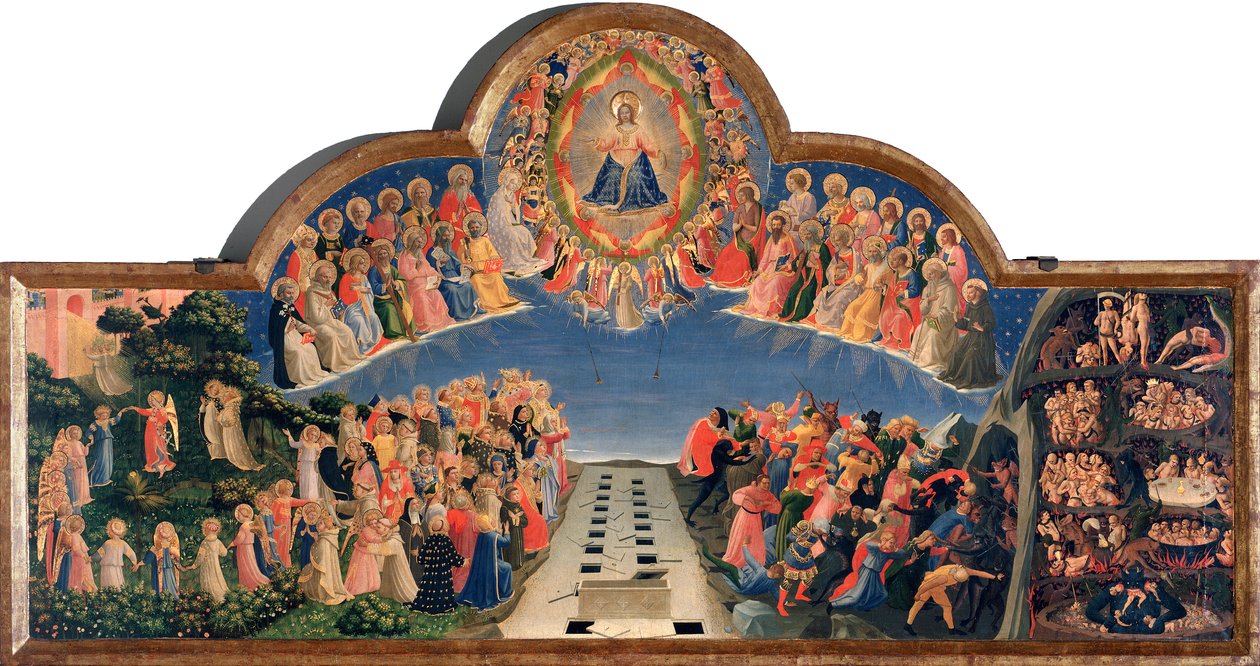 Den sidste dom Jesus Kristus i en mandorle (Detrempe på træ af Fra  Angelico