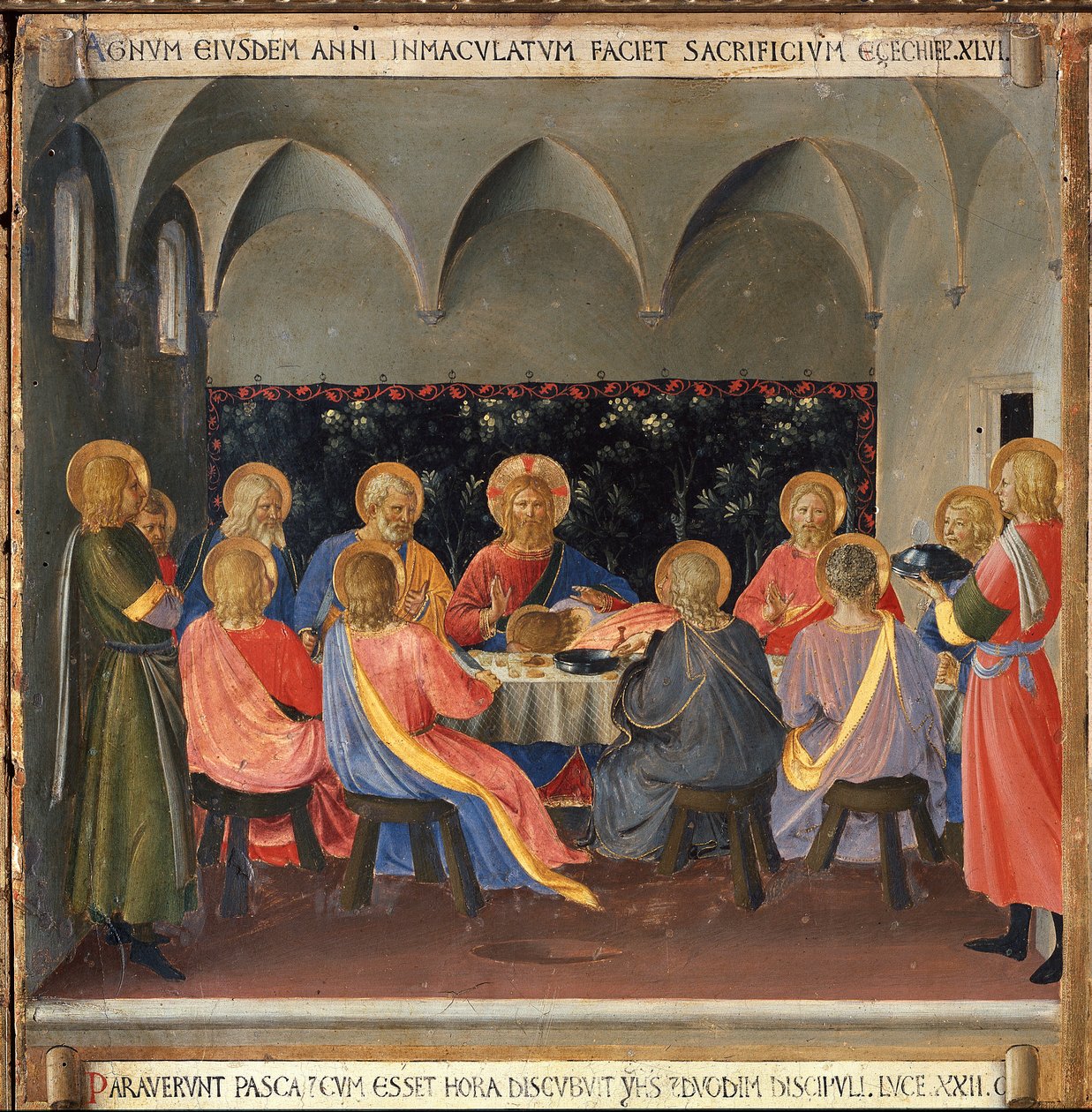 Den sidste nadver. Life of Christ, Garderobe af sølv. (Tempera på træ af Fra  Angelico