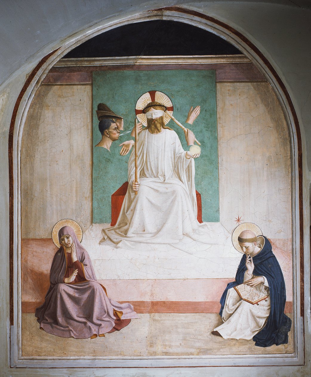 Hån mod Kristus med Maria og St. Dominic af Fra  Angelico