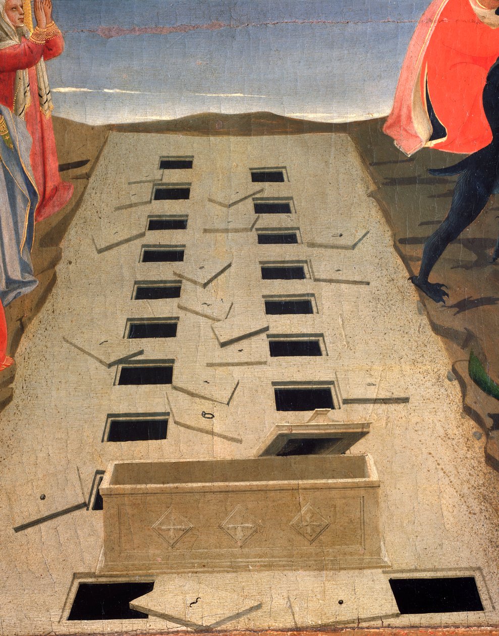 De åbne grave, detalje af den sidste dom. (Detrempe på træ af Fra  Angelico