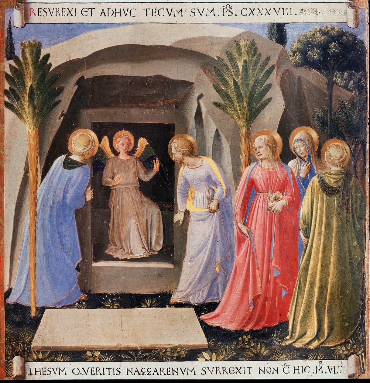 De tre Maria ved graven. Kristi liv, Armadio degli Argenti. (Tempera på træ af Fra  Angelico