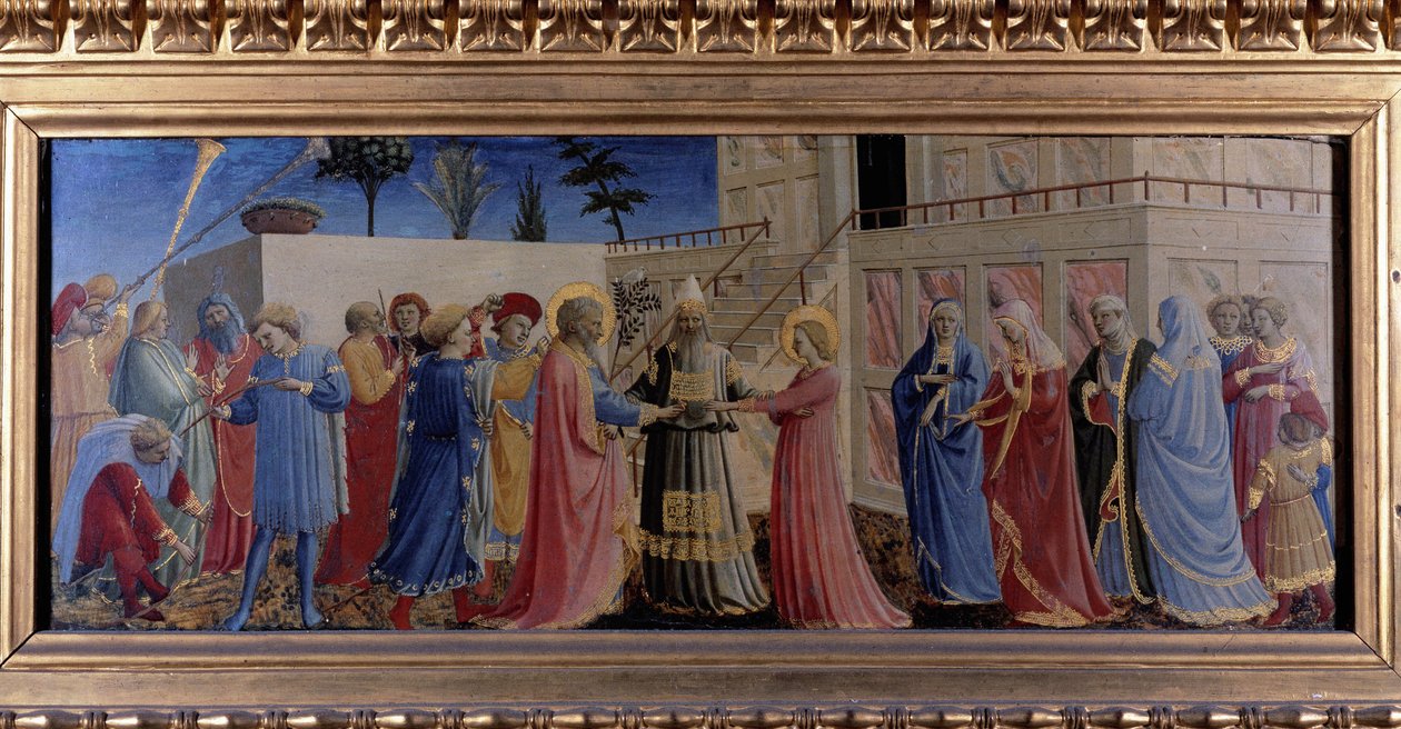 Jomfruens bryllup. Predelle (Maleri på træ) 1435 af Fra  Angelico
