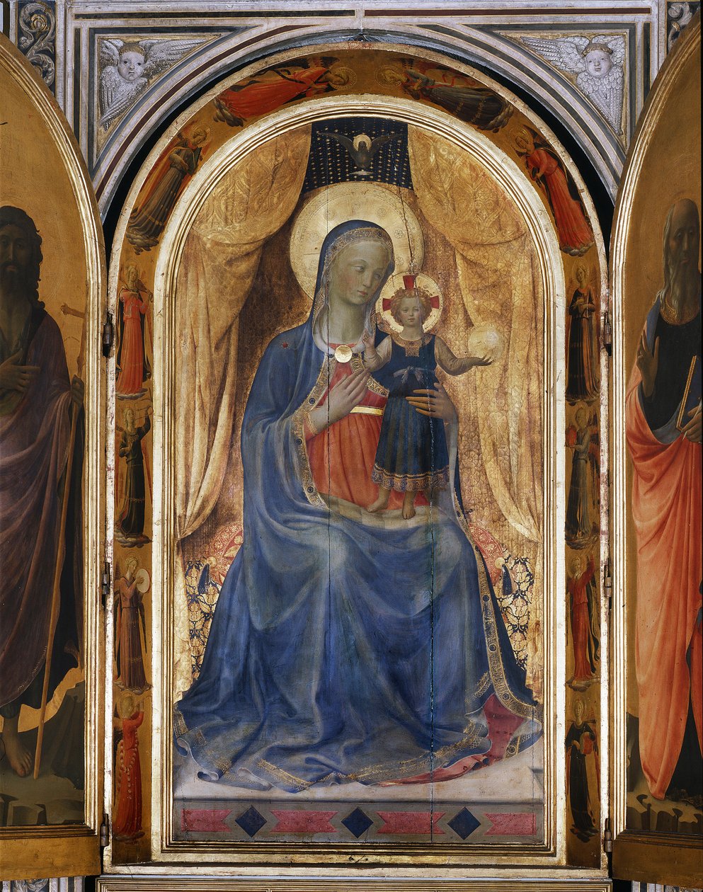 Jomfru med barn. Åbent Tabernakel af Linaioli (Maleri på træ af Fra  Angelico