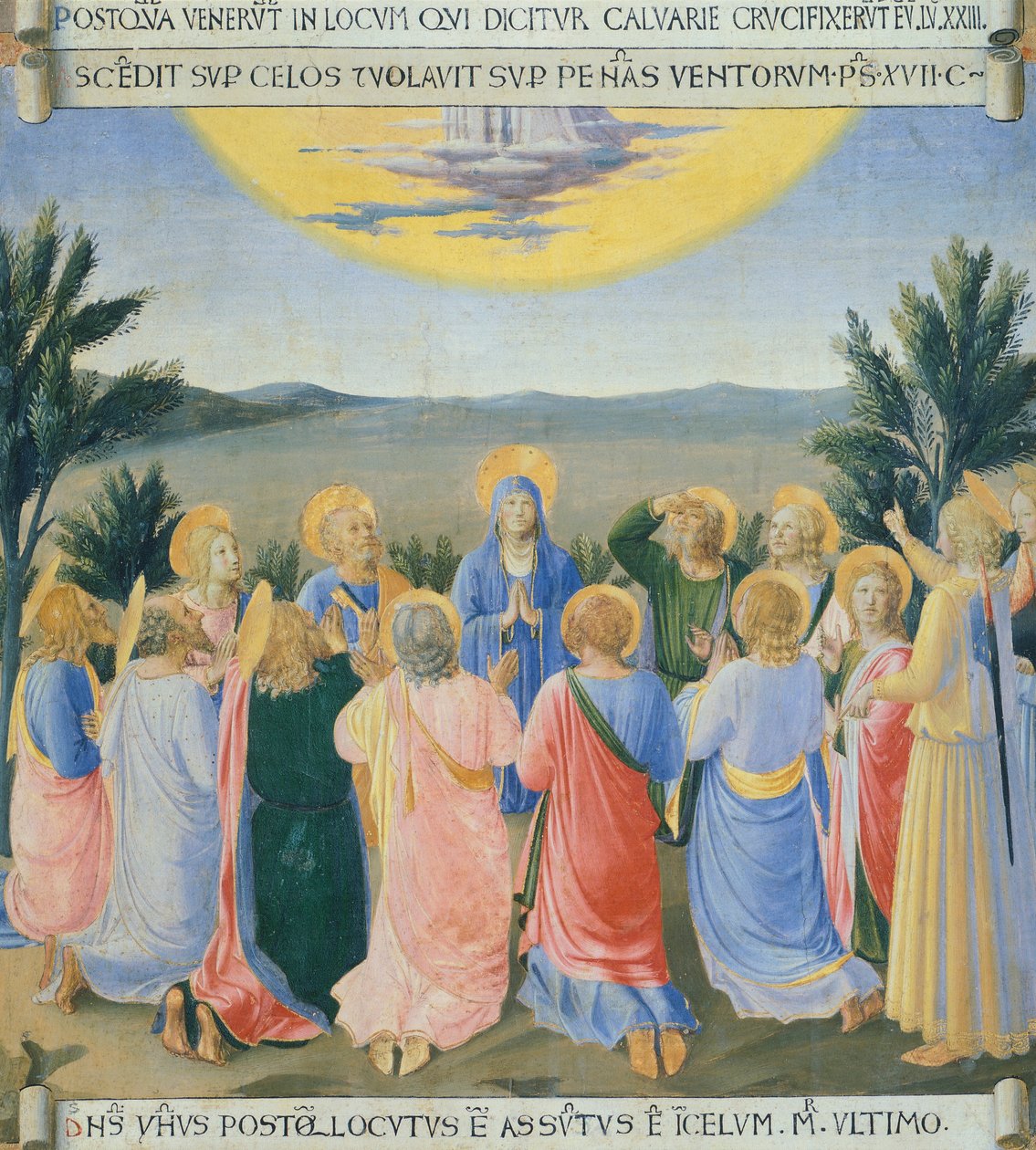 Indsats, der forestiller Ascension, panel fra Armadio degli Argenti (sølvkiste) med Jesu liv af Giovanni da Fiesole kendt som Fra Angelico (1400-cirka 1455), tempera på træ af Fra (c.1400 55) Angelico