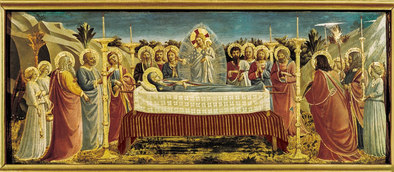 Jomfruens begravelse, ca. 1434-35 (tempera på panel) af Fra (c.1400-55) Angelico