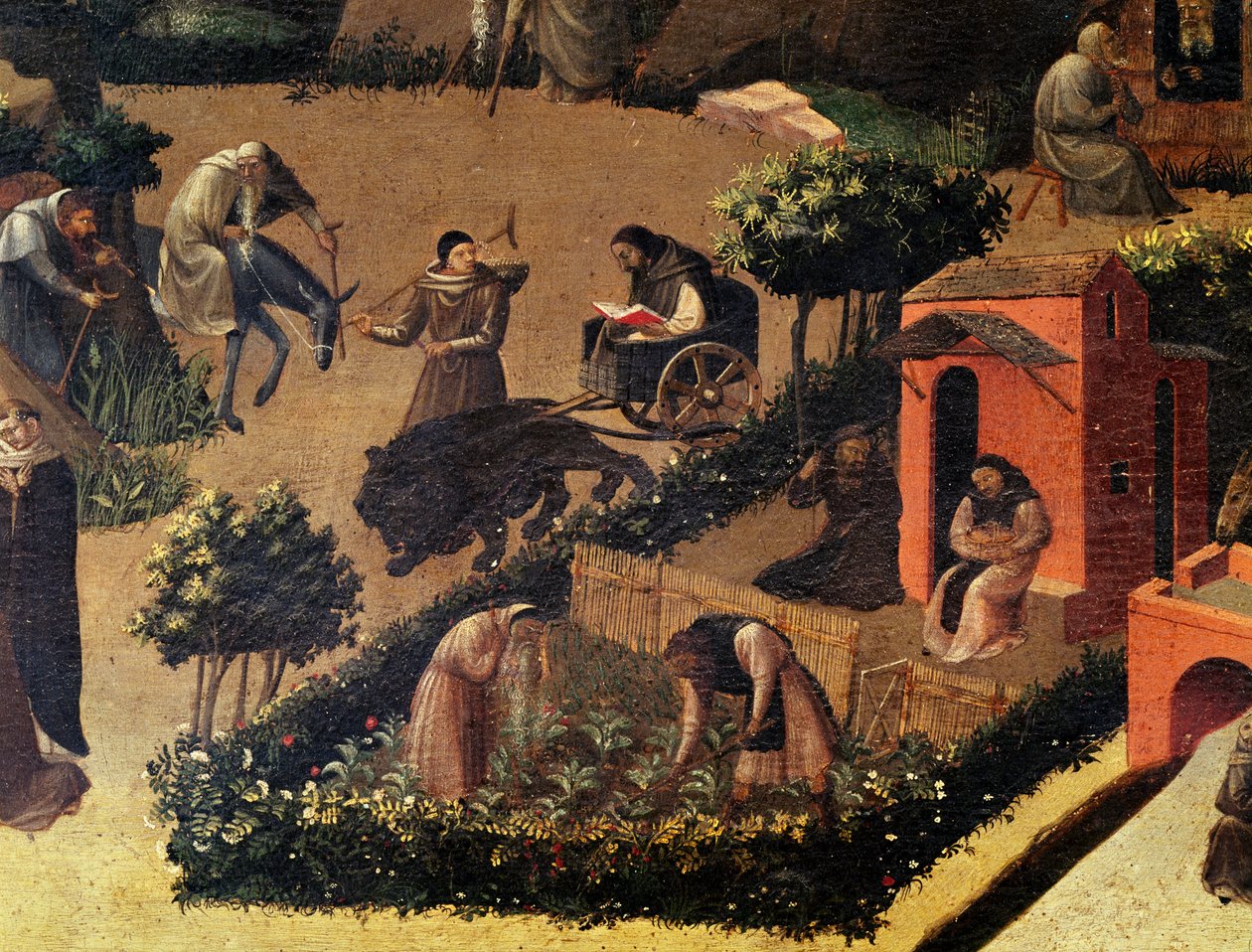 Munke på arbejde, detalje fra La Thebaid af Fra (c.1400 55) Angelico