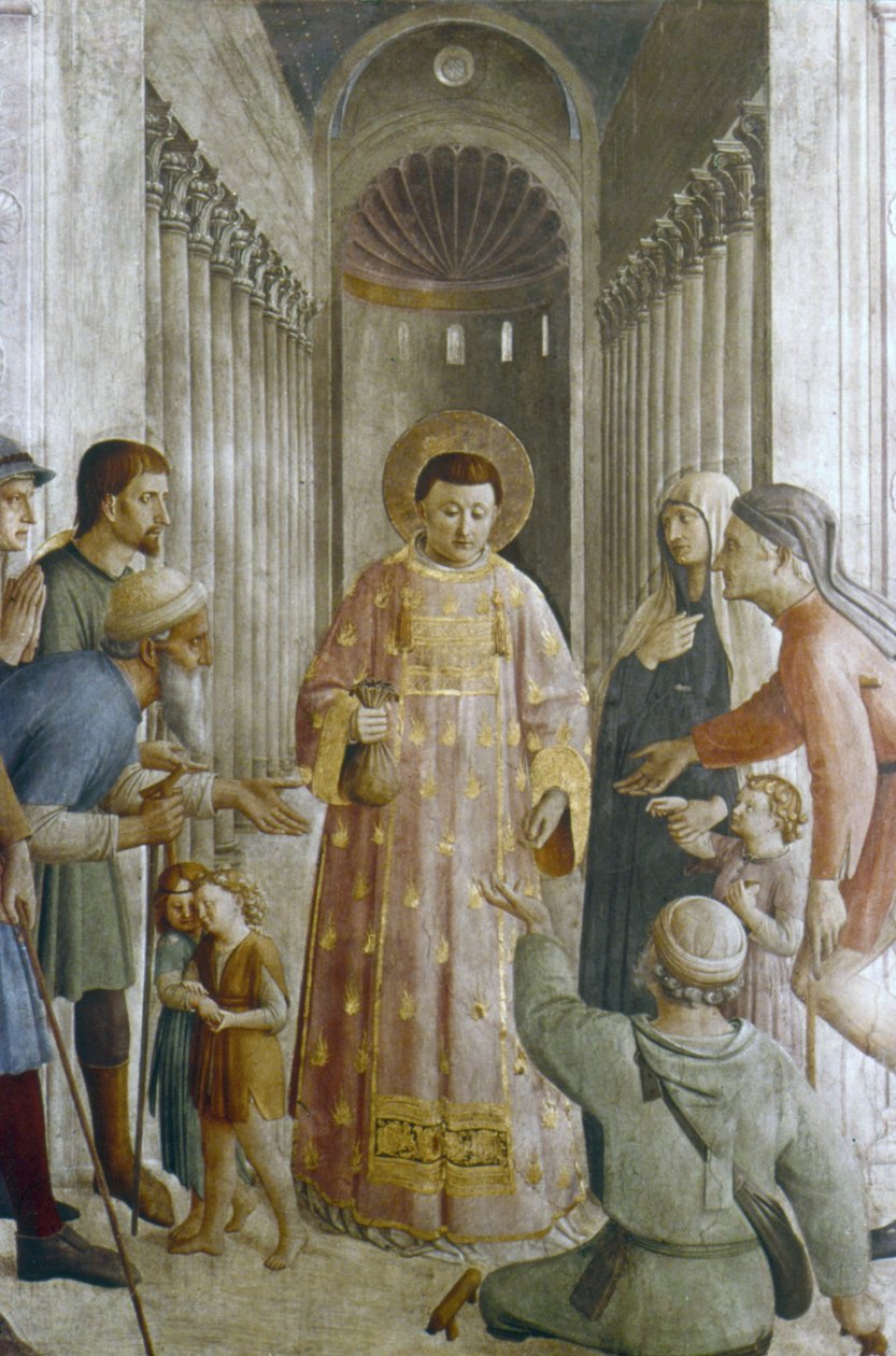 St Lawrence giver almisse (fresco) af Fra (c.1400 55) Angelico