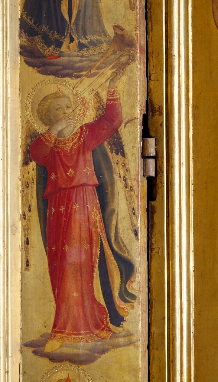 Angel Playing a Trumpet, detalje fra Linaiuoli Triptykon, 1433 (tempera på panel) af Fra Angelico