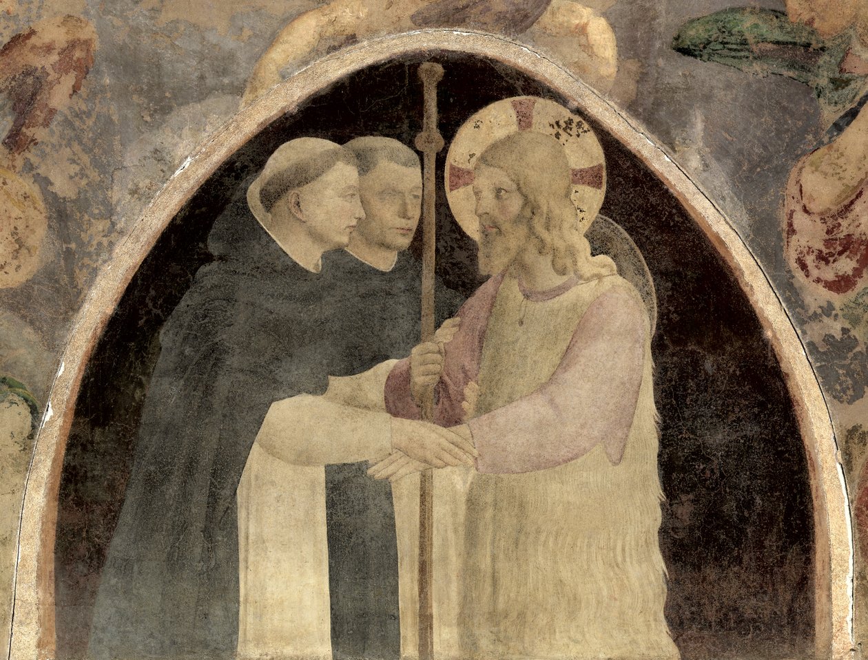Christ Welcomes Two Dominican Friars, freskodetalje af 78936 af Fra Angelico