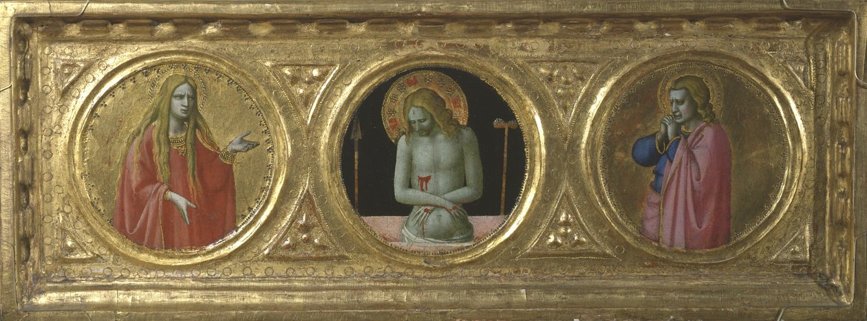 Kristus som sorgens mand flankeret af den hellige Maria Magdalene og den hellige Johannes evangelisten af Fra Angelico