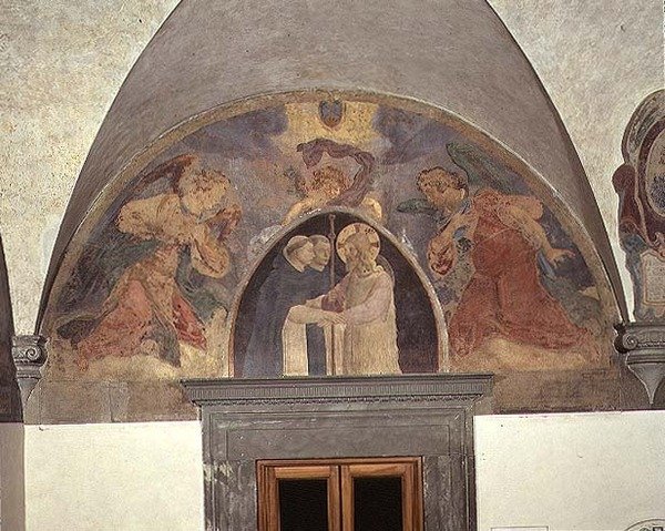 Kristus hilser to dominikanermestre velkommen, lunette af Fra Angelico