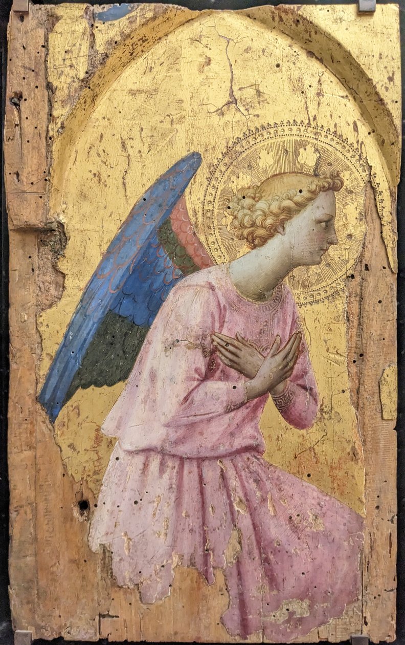 Fransk: Ange en adoration, tourné vers la droite Tilbedende engel, der ser til højre af Fra Angelico
