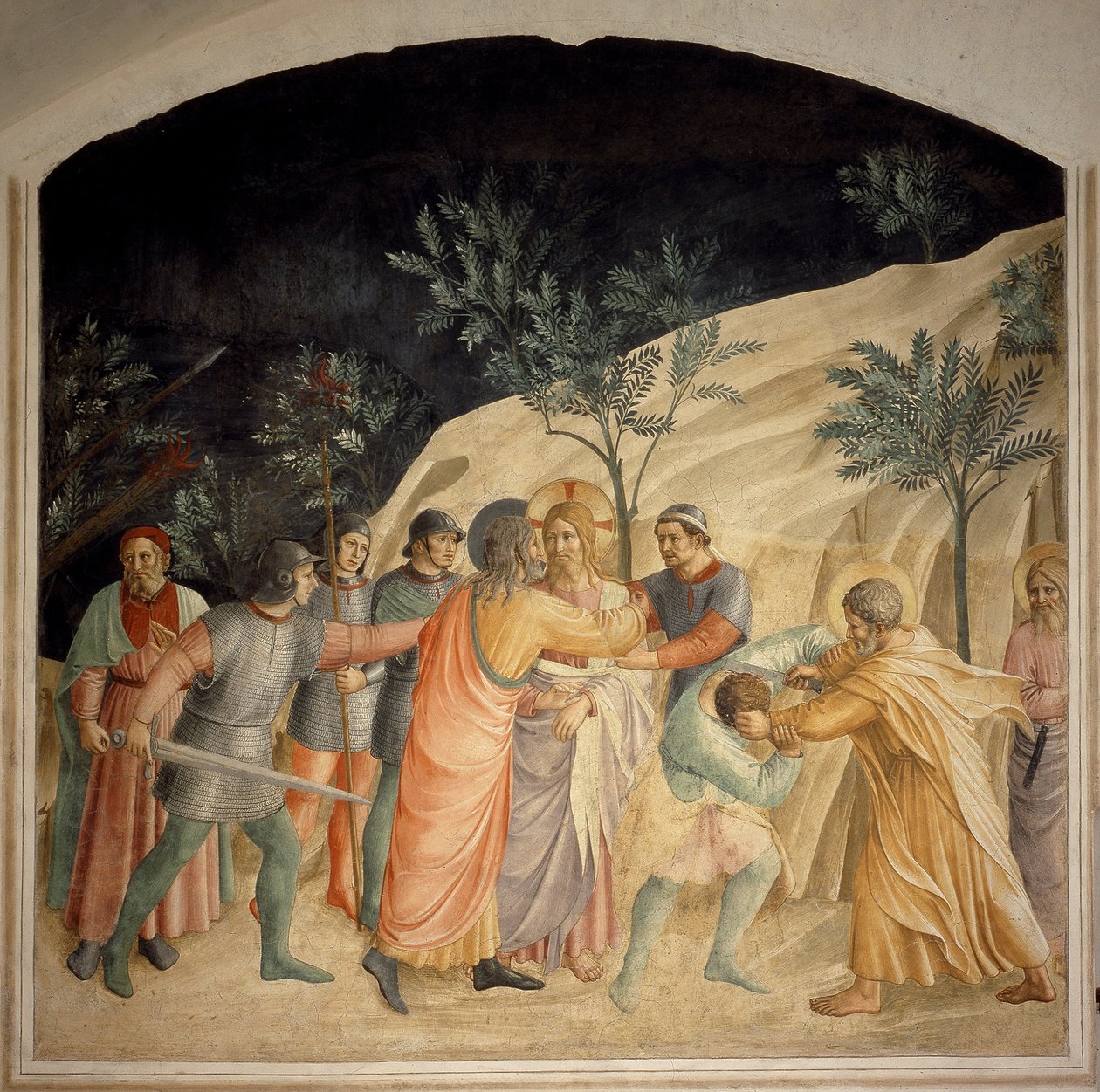 Judas kys - fresko af Guido di Pietro af Fra Angelico
