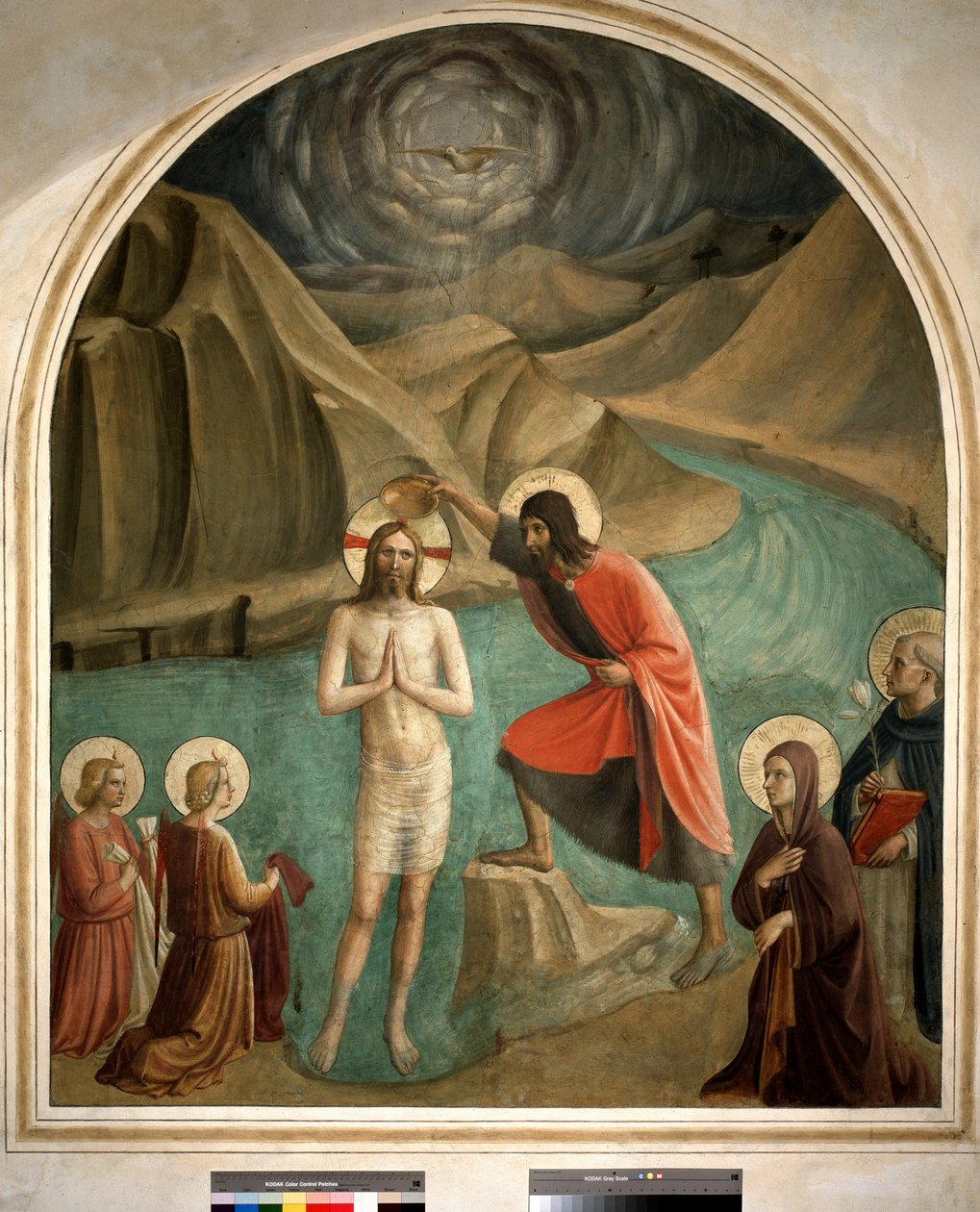 Kristi dåb af Johannes Døberen - fresko af Guido di Pietro af Fra Angelico