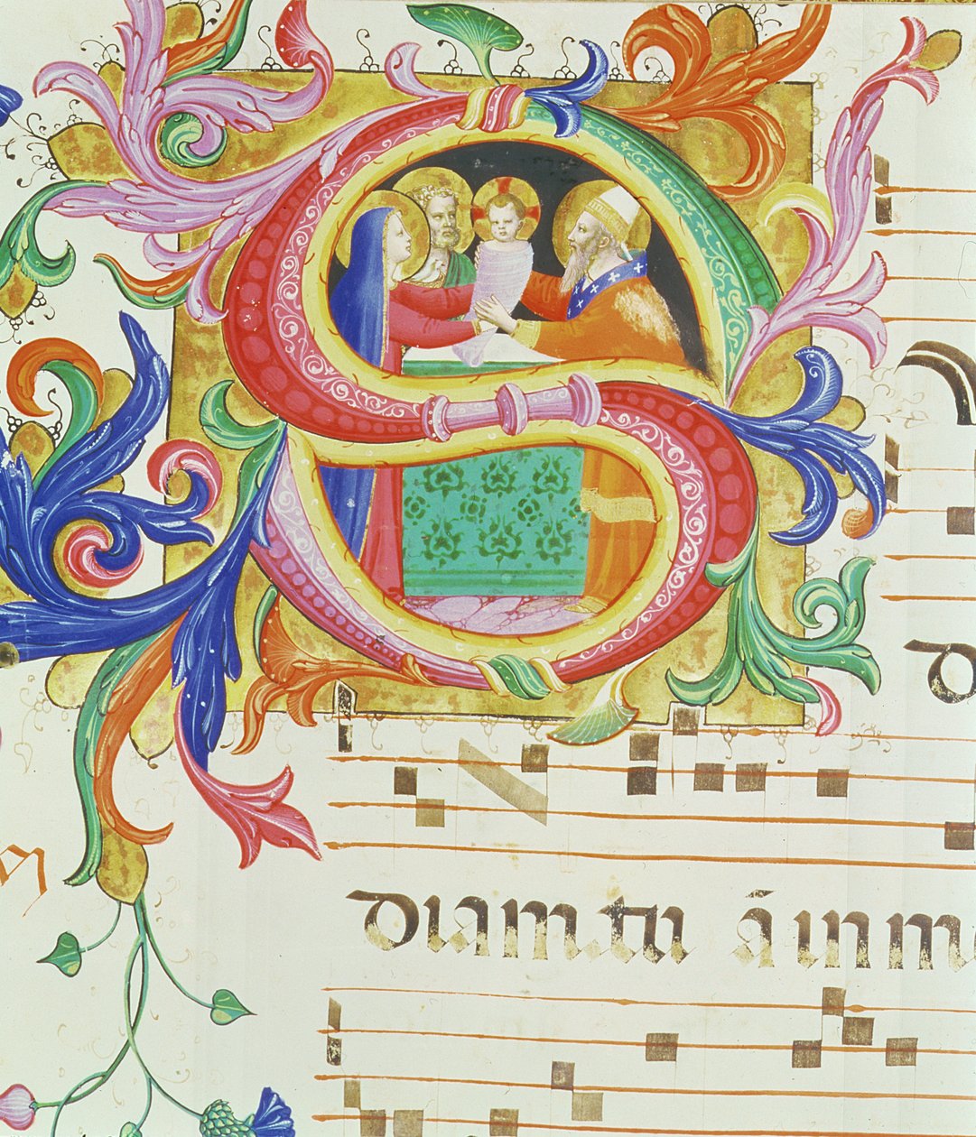 Missal 558 f.73v Historikert initial 